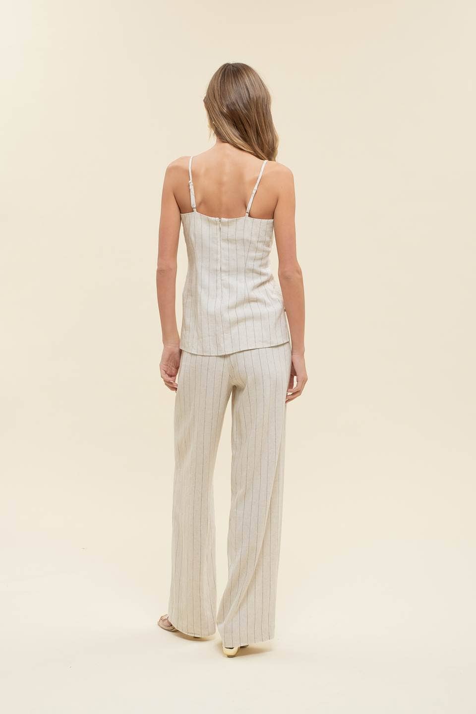 PAMELA PINSTRIPE LINEN CAMI TOP
