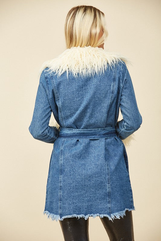 Frida Faux Fur Denim Coat